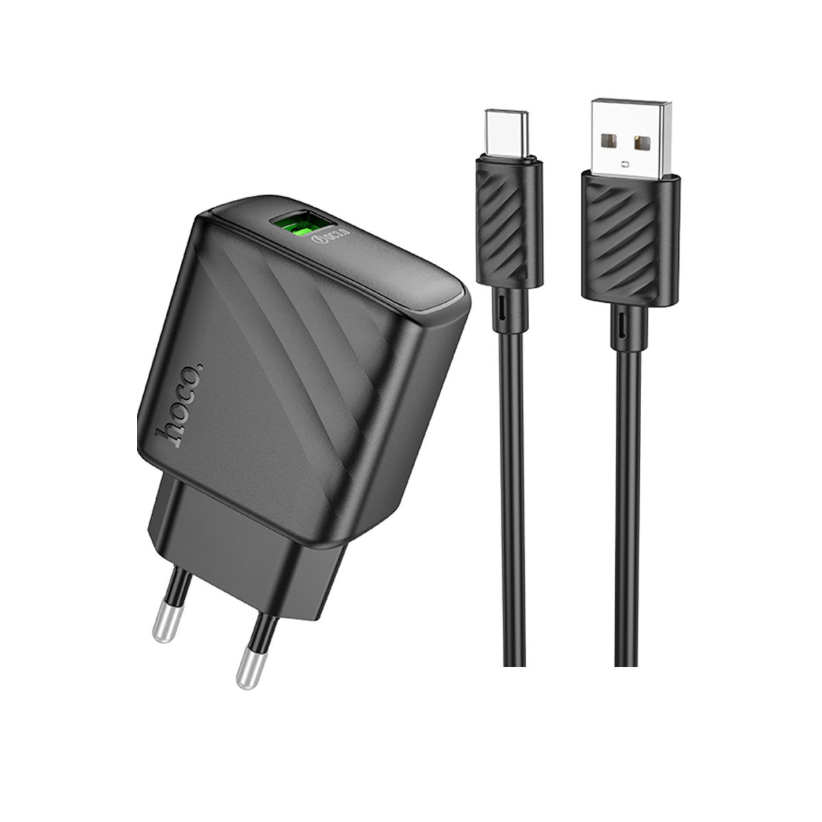 Hoco. CS21A Rich 18W USB 3.0 QC Çıkışlı Ekstra USB to Type-C Kablolu Hızlı Şarj Aleti